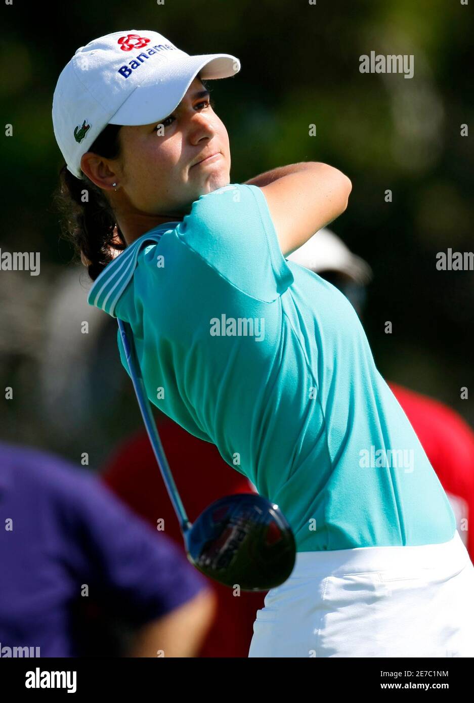 Lorena Ochoa of Mexico hits off the second tee during final round play of  the LPGA Samsung World Championship at Torrey Pines Golf Course in San  Diego, California September 20, 2009. REUTERS/Mike