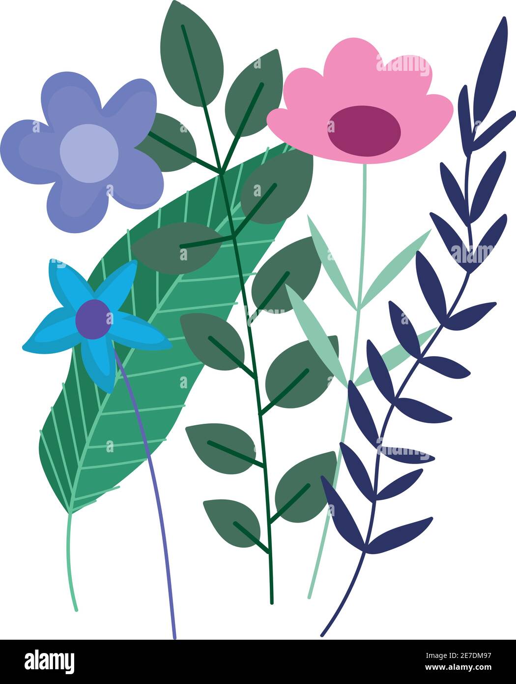 flores plantas naturaleza botánica dibujos animados fondo blanco vector  ilustración Imagen Vector de stock - Alamy