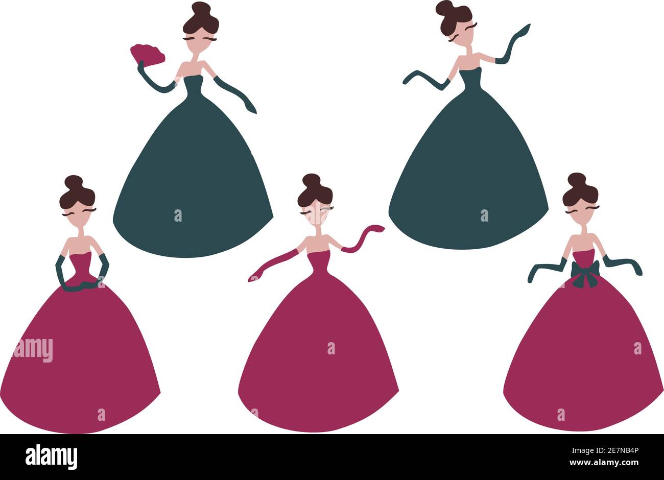 Vector conjunto con personaje de caricatura dama. Señoras en vestidos de colores y guantes en diferentes poses. Mujer con un ventilador y un nudo Imagen Vector de stock - Alamy Vector conjunto con personaje de caricatura dama. Señoras en vestidos de colores y guantes en diferentes poses. Mujer con un ventilador y un nudo Imagen Vector de stock - Alamy