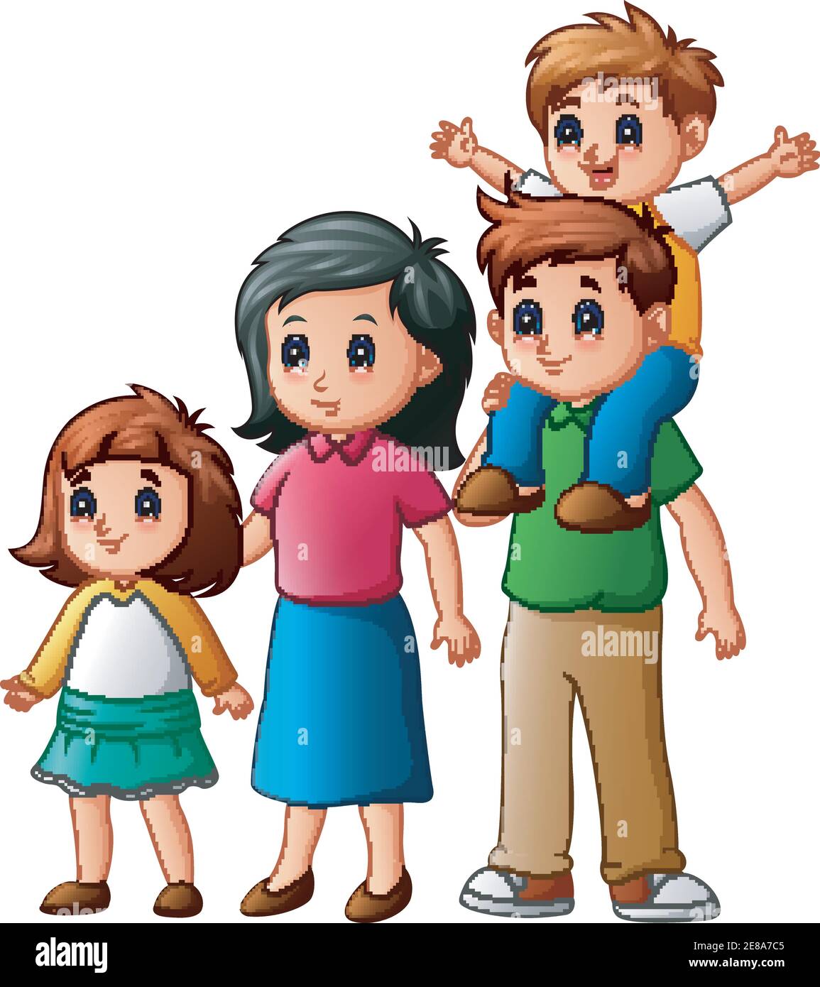 Ilustración vectorial de dibujos animados de la familia feliz Imagen Vector  de stock - Alamy