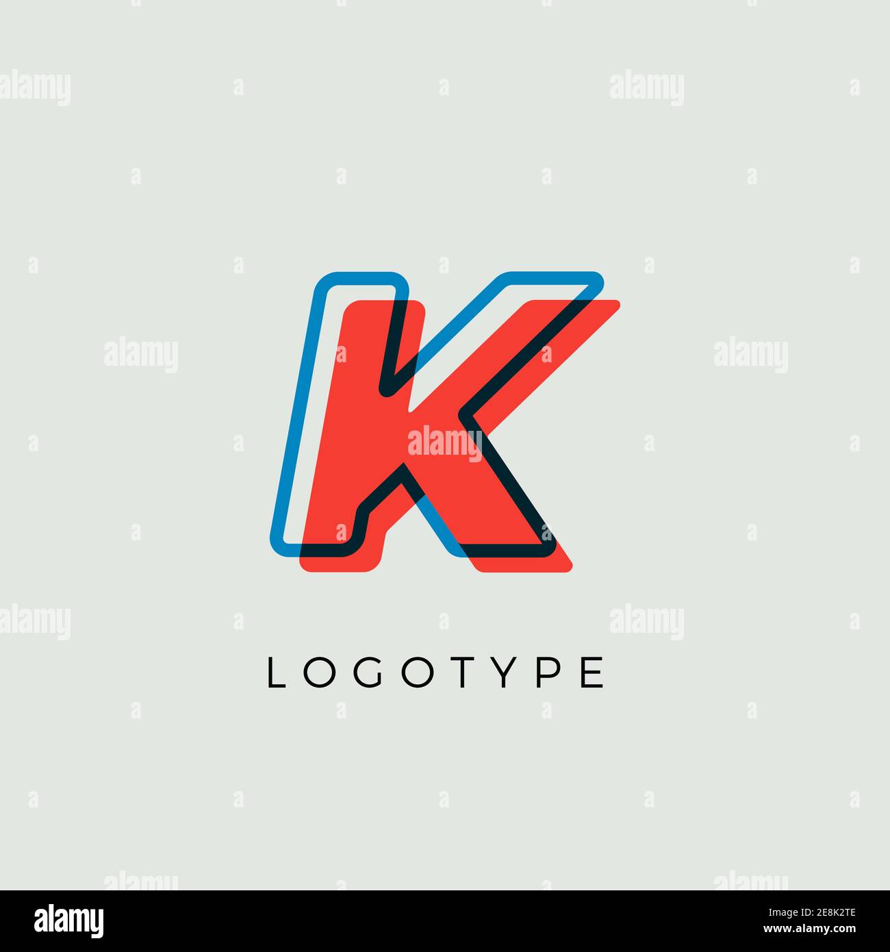 Impresionante letra K con contorno en color 3d, carta gráfica minimalista  para el logotipo de cómic moderno, título de dibujos animados, letras  creativas y monograma de arte Imagen Vector de stock -
