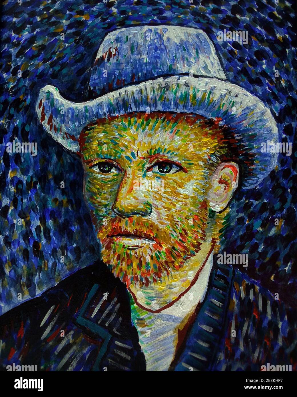 Aceite, pintura, resumen, arte, fondo. ,sobre lienzo , cara van Gogh Foto de stock