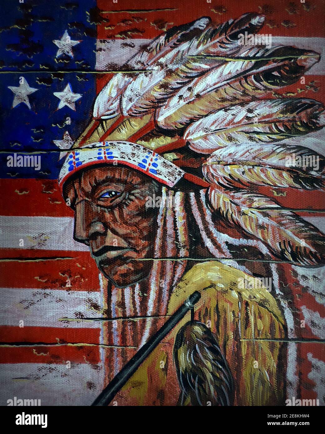 Arte, pintura, color de aceite, indio rojo, nativo americano, apache cara  Fotografía de stock - Alamy