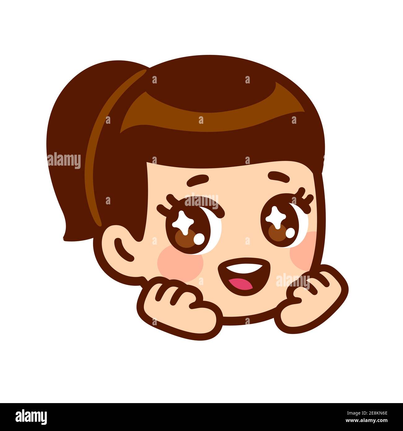 Feliz cara de chica emocionada con ojos brillantes. Lindo personaje de anime emoji. Ilustración de clip vectorial aislado Imagen Vector de stock - Alamy Feliz cara de chica emocionada con ojos brillantes. Lindo personaje de anime emoji. Ilustración de clip vectorial aislado Imagen Vector de stock - Alamy