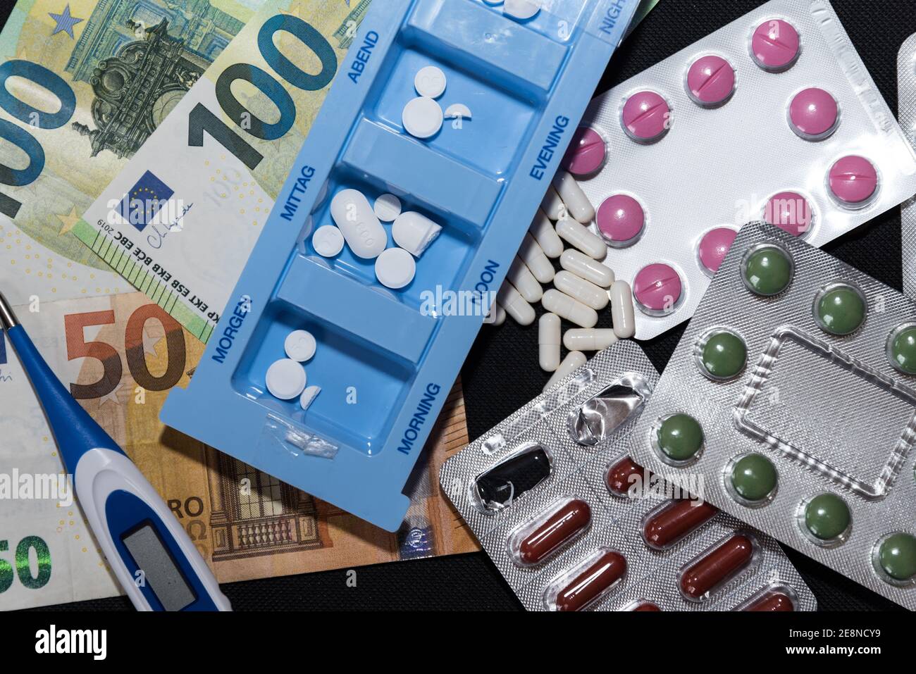 Industria farmacéutica y cuota de prescripción, medicina y remedios Foto de stock