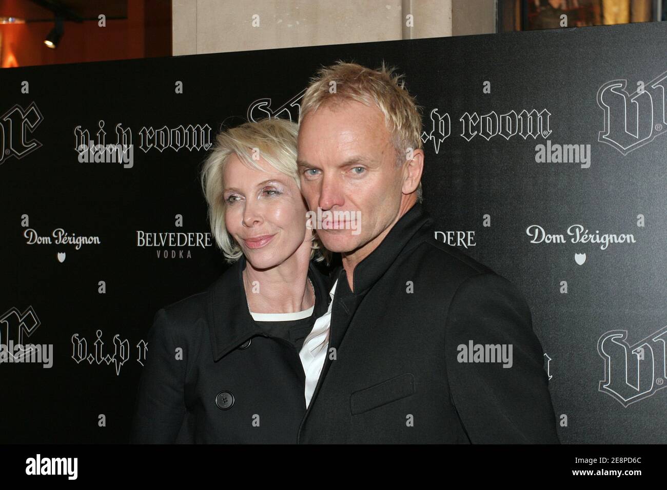 Sting y su esposa Trudie Styler durante la 'Policía' después del espectáculo celebrado en el club 'Sala VIP' en París, Francia el 29 de septiembre de 2007. Foto de Benoit Pinguet/ABACAPRESS.COM Foto de stock