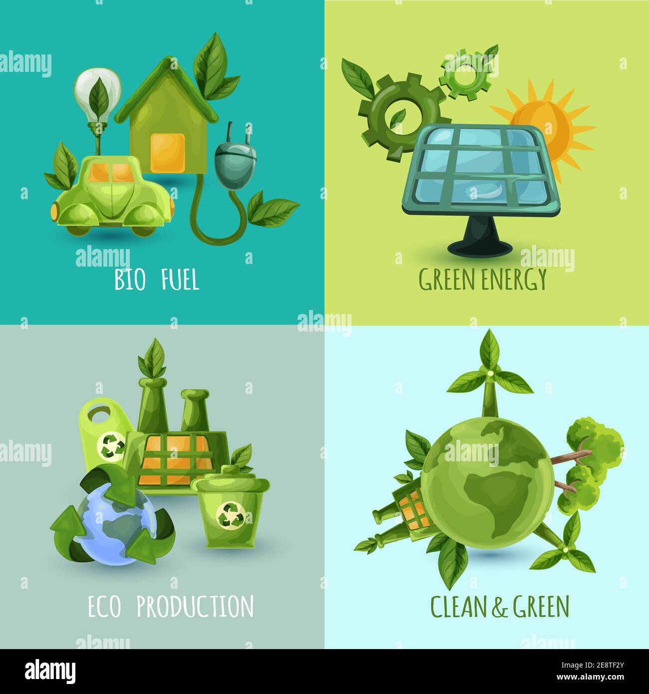 Diseño ecológico conjunto de conceptos con bio combustible verde