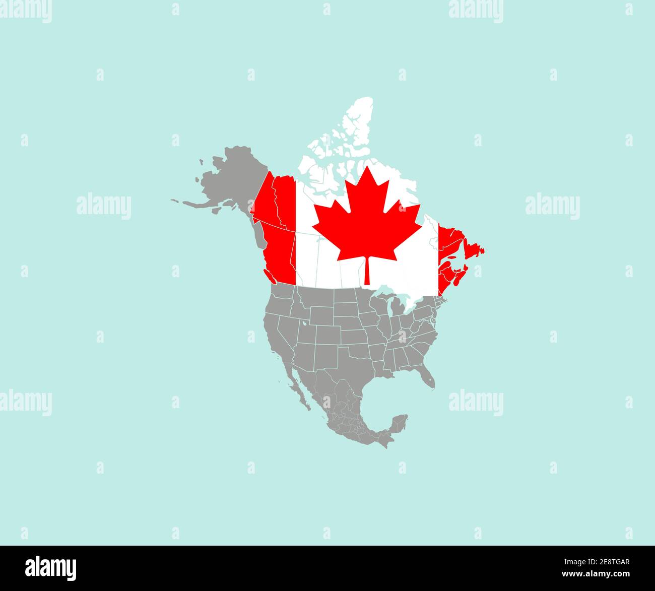 Canadá en el vector del mapa de América del Norte. Ilustración del Vector