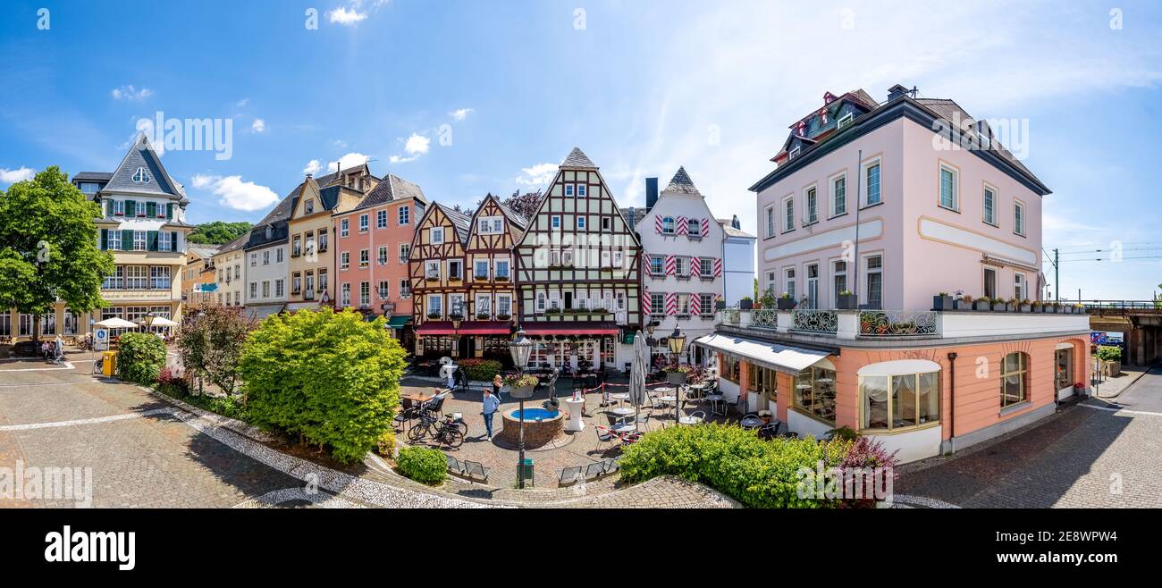 Plaza del Castillo en Linz am Rhein, Alemania Foto de stock