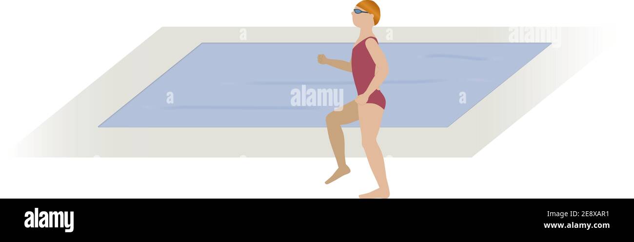 moderadamente Amplia gama telescopio Mujer haciendo ejercicios de calentamiento en una piscina - ilustración  Imagen Vector de stock - Alamy