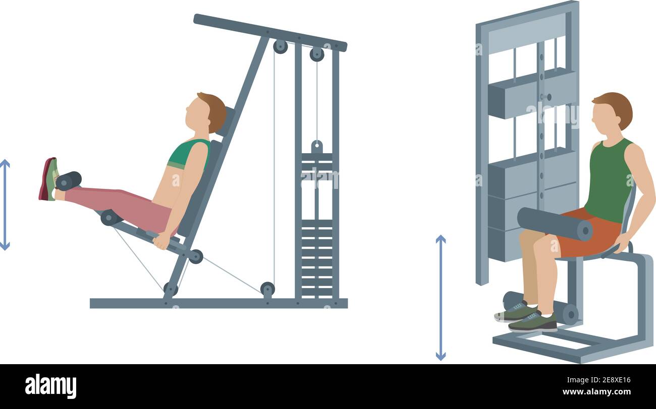 Mujer haciendo extensiones de pierna y hombre usando silla flexion