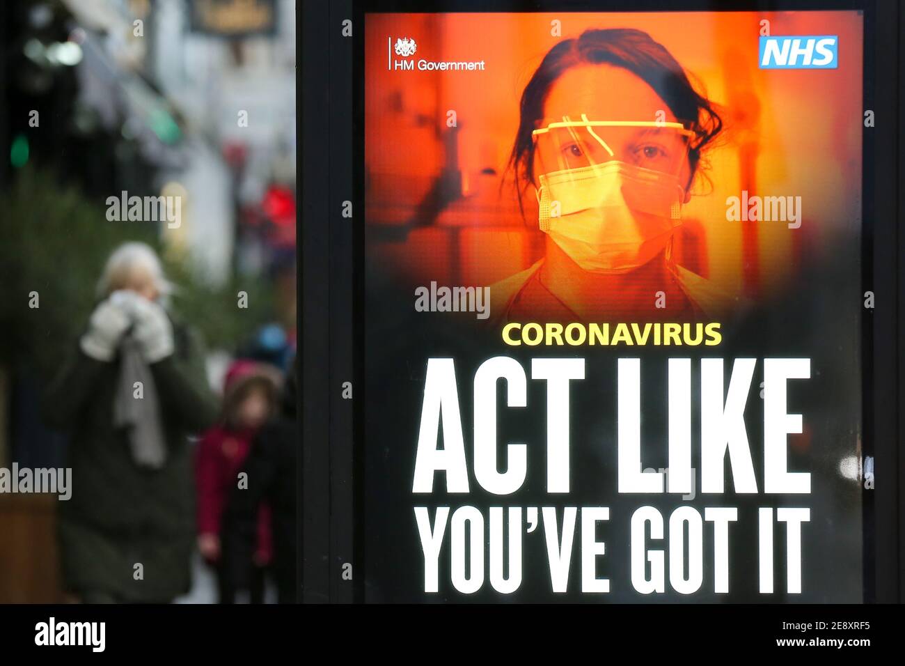 El anuncio de la campaña "Act Like You've It" de coronavirus en Londres. Foto de stock