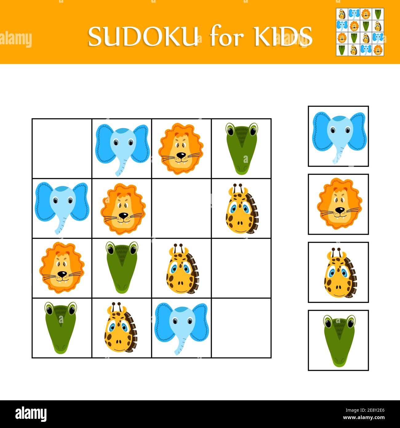 Imagens vetoriais Enfants colorés puzzle sudoku