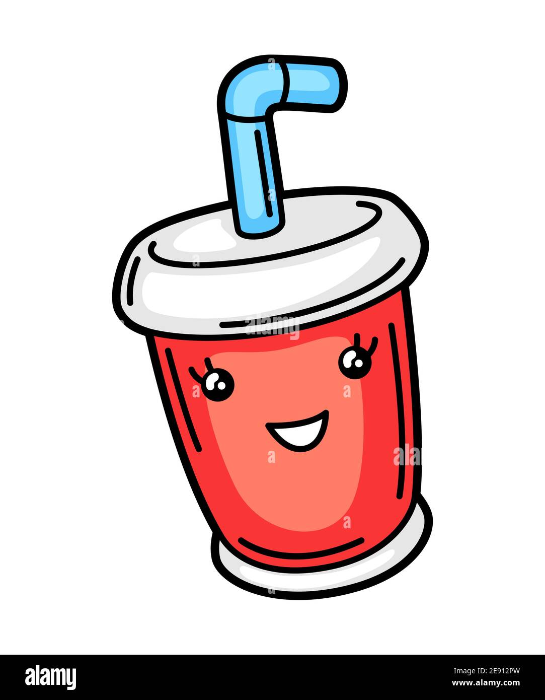 Kawaii ilustración de refresco o cola en taza de papel Imagen Vector de  stock - Alamy