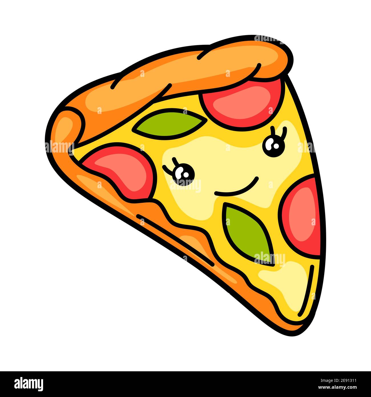 Kawaii ilustración de pizza Imagen Vector de stock - Alamy