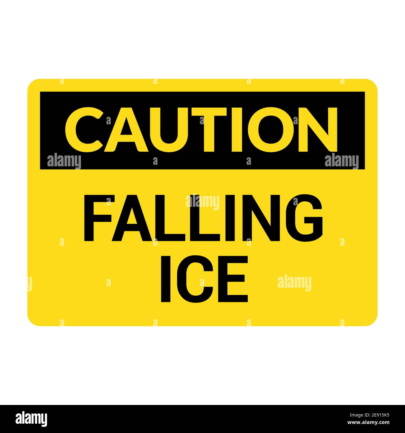 Advertencia: Icono de peligro de caída de hielo en la nieve. Advertencia: Símbolo de seguridad de hielo de lluvia Ilustración del Vector