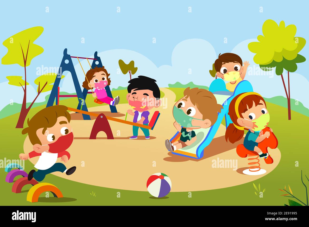 Niños jugando parque infantil Imágenes vectoriales de stock - Página 2 -  Alamy