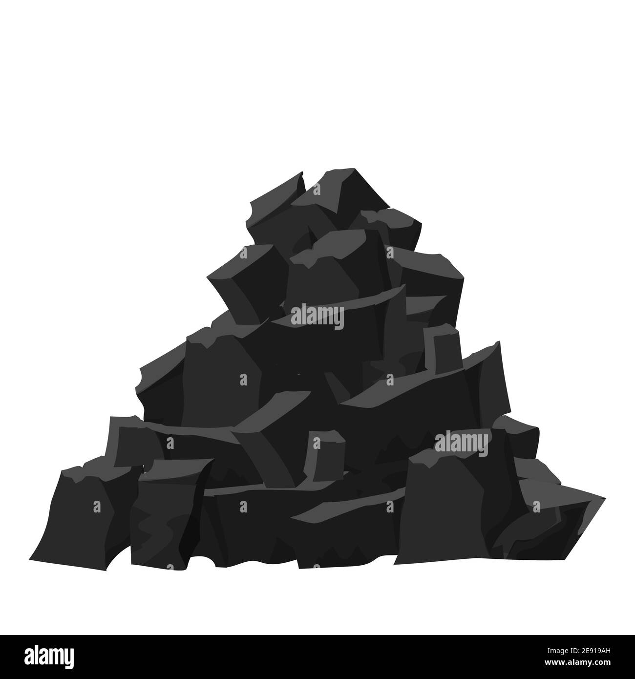 Gran montón, pila de de carbón, carbón en estilo de dibujos animados aislados sobre fondo blanco. Colores negro y gris oscuro, dibujo detallado. Industria pesada de stock - Alamy