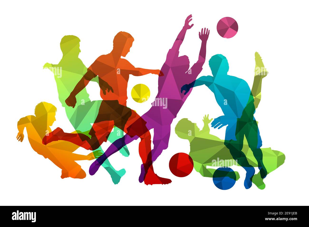 Jugadores de fútbol siluetas con pelota Imagen Vector de stock - Alamy