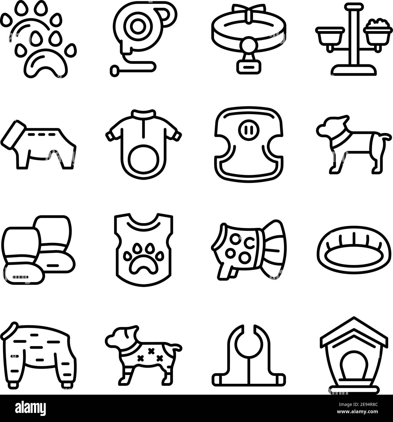 Juego de iconos de para perros. Contorno conjunto de perro iconos vectoriales para diseño web aislado sobre fondo blanco Imagen Vector de stock - Alamy