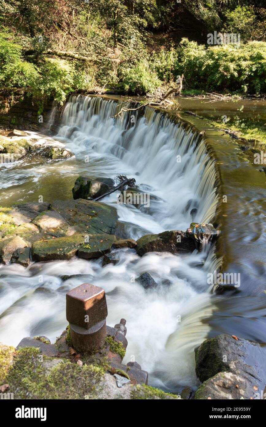 El río Darwen fluyendo a través de la joya escondida que es Bottoms de Hoghton Foto de stock