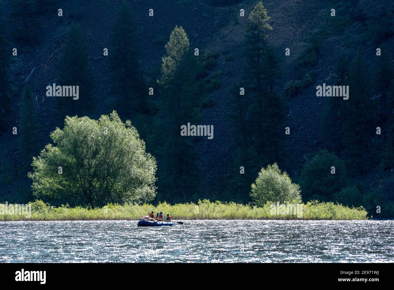 Rafting por el Río Grande Ronde, Oregon. Foto de stock