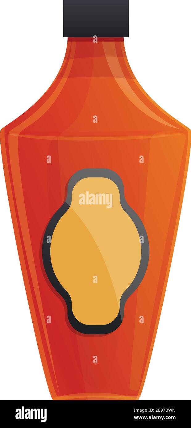 Icono de la botella de Bourbon pub. Dibujos animados de Bourbon pub botella vector icono para diseño web aislado sobre fondo blanco Ilustración del Vector