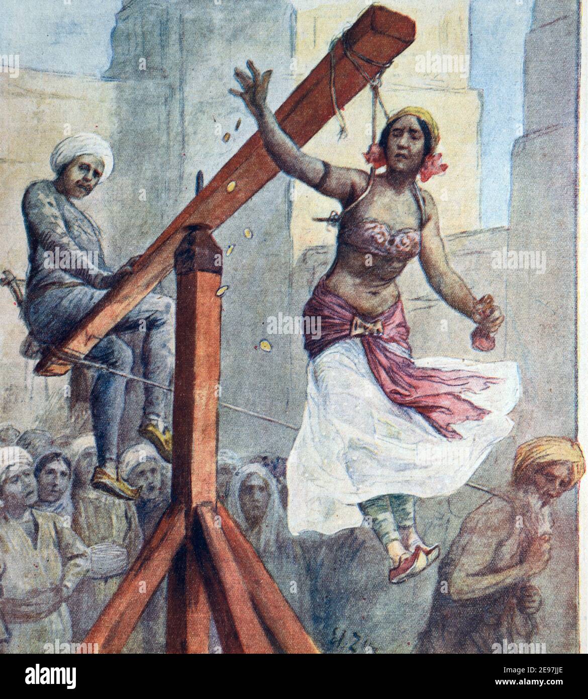 Penitencia voluntaria y distribución de Regalos religiosos o dinero entre La India Hindus 1911 Ilustración Vintage Foto de stock