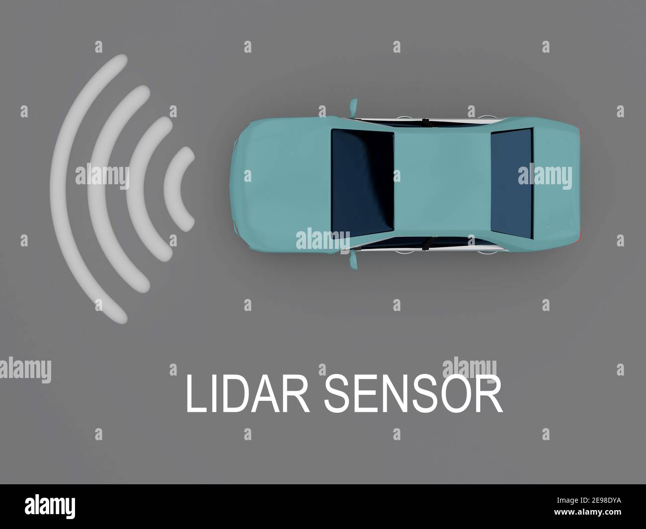 Ilustración 3D del título DEL SENSOR LIDAR bajo un coche autónomo con luz  láser simbólica, isolatet sobre carretera gris Fotografía de stock - Alamy