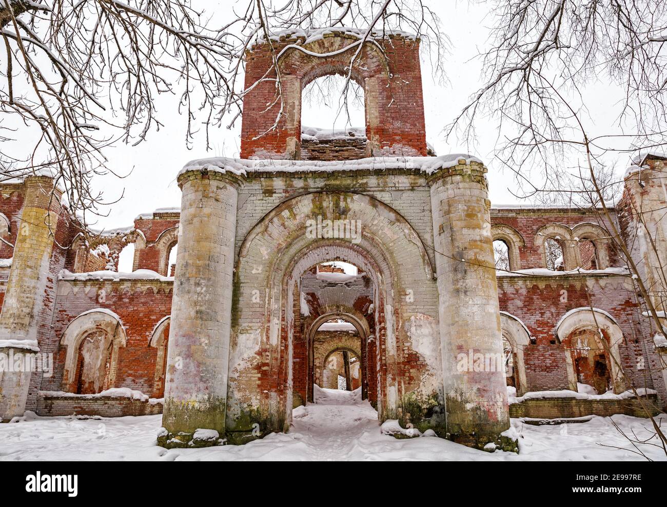 Ruinas de la antigua finca del Baron Wrangel, Torosovo, Leningrado, Rusia Foto de stock