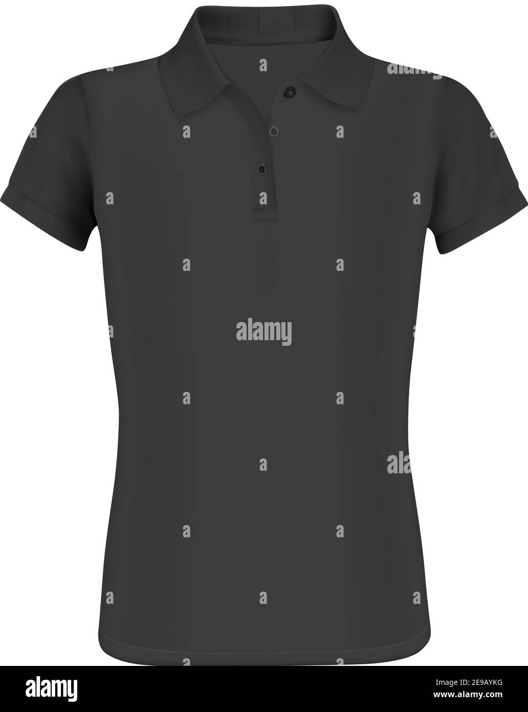 Polo camisa Mockup. Manga corta. Plantilla frontal. Ropa de diseño negro.  Ropa masculina aislada. Realistic Sport Casual ClothesBlack Cotton Cloth  Collec Imagen Vector de stock - Alamy