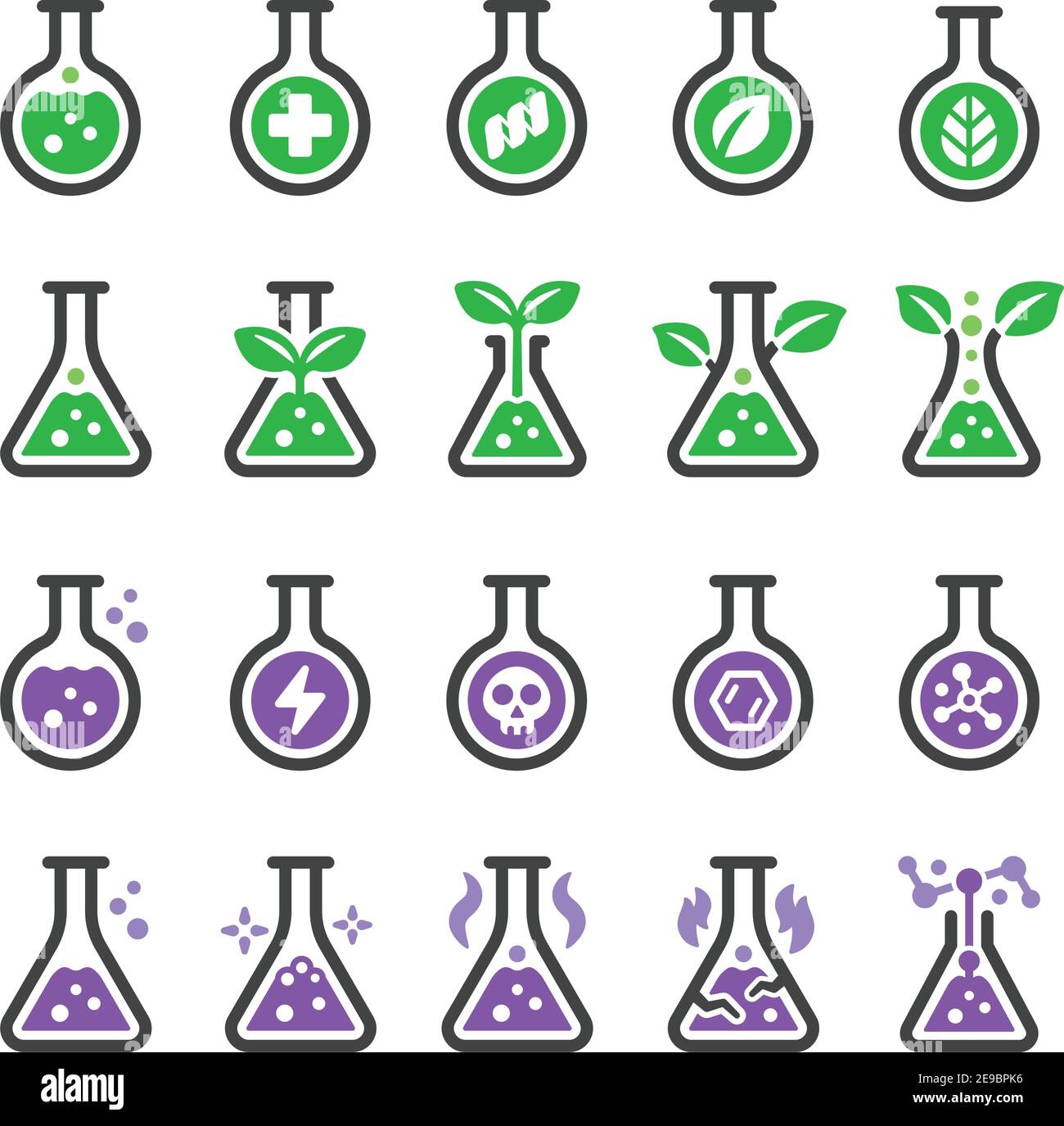 química y no química con juego de iconos de vidrio de laboratorio,vector y. ilustración Ilustración del Vector