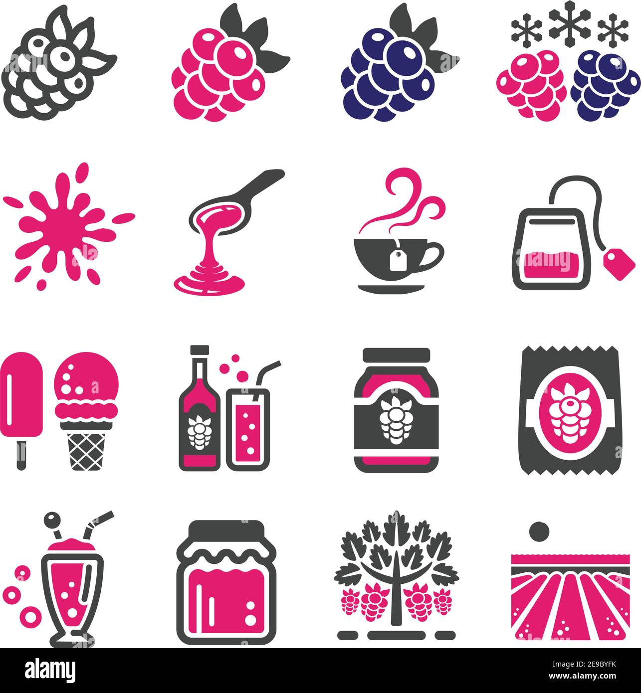 conjunto de iconos de raspberry y blackberry, vector e ilustración Ilustración del Vector