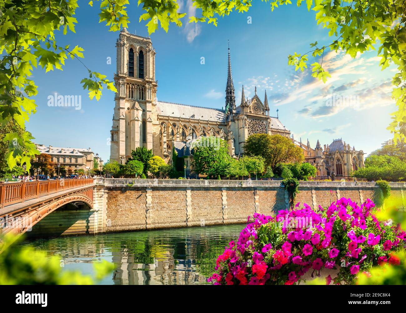 Notre Dame en el Sena en París, Francia. Foto de stock