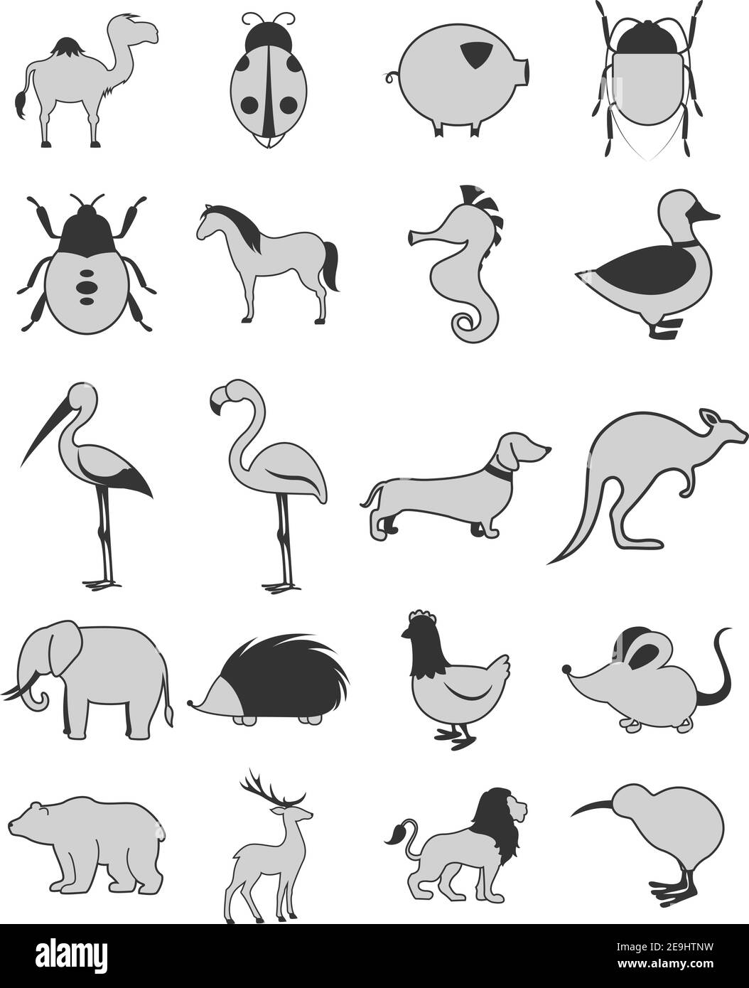 Reino animal, ilustración, vector sobre fondo blanco Imagen Vector de stock  - Alamy
