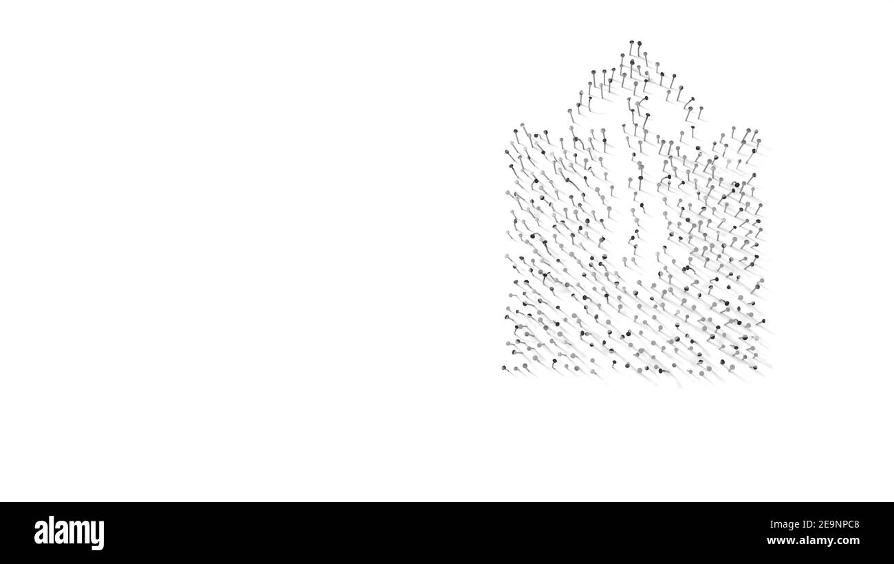 renderización 3d de clavos en forma de símbolo de caja y flecha arriba en  el interior con sombras aisladas sobre fondo blanco Fotografía de stock -  Alamy