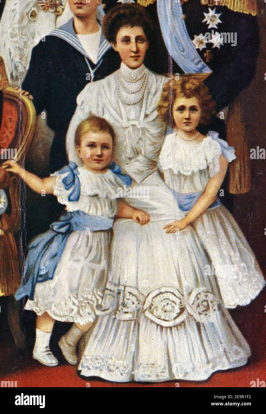 Märtha de Noruega, Ingeborg de Suecia y Margaretha de Dinamarca 1905. Foto de stock
