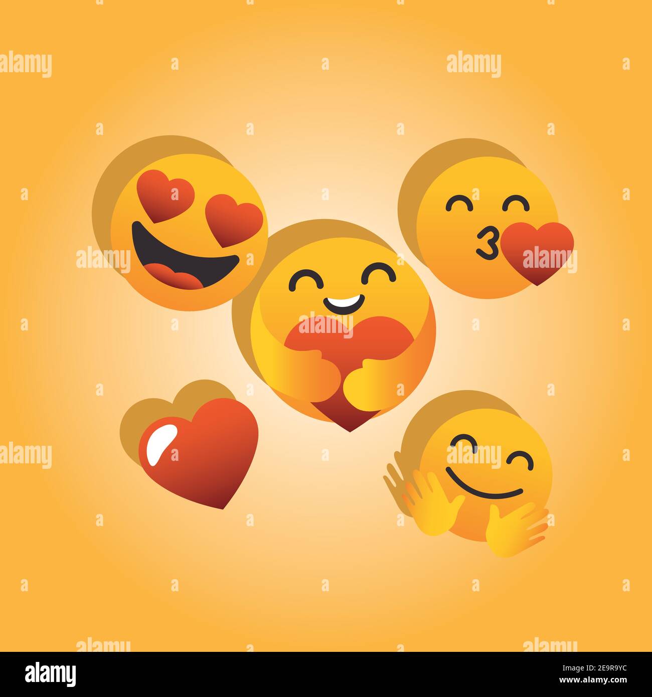 Feliz emojis en el diseño de caras de amor, Emoticon expresión de dibujos  animados y el tema de las redes sociales ilustración vectorial Imagen  Vector de stock - Alamy