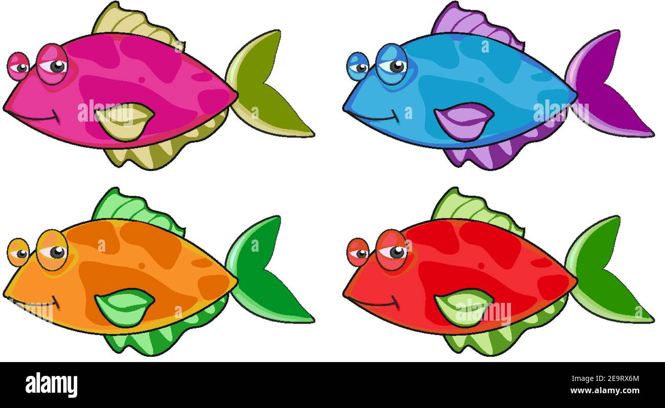 Conjunto de muchos peces divertidos dibujos animados carácter aislado en blanco ilustración de fondo Imagen Vector de stock - Alamy Conjunto de muchos peces divertidos dibujos animados carácter aislado en blanco ilustración de fondo Imagen Vector de stock - Alamy