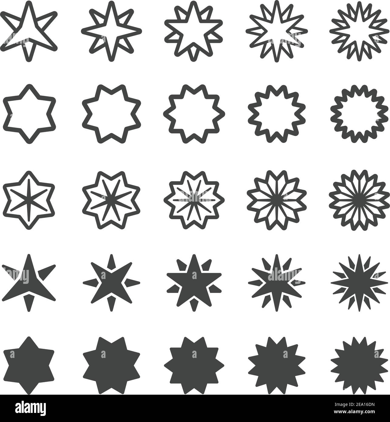 juego de iconos de estrella multipuntiaguda Ilustración del Vector