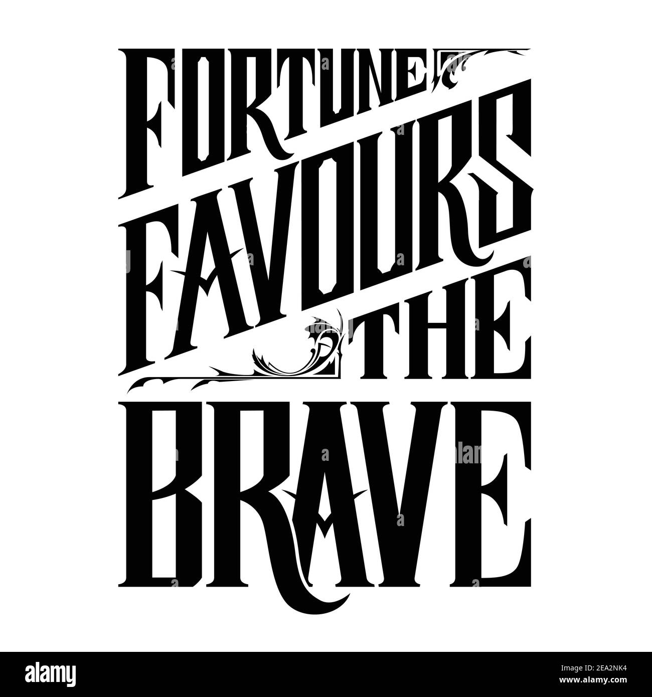La fortuna favorece a los valientes. Letras de la mano arte de la