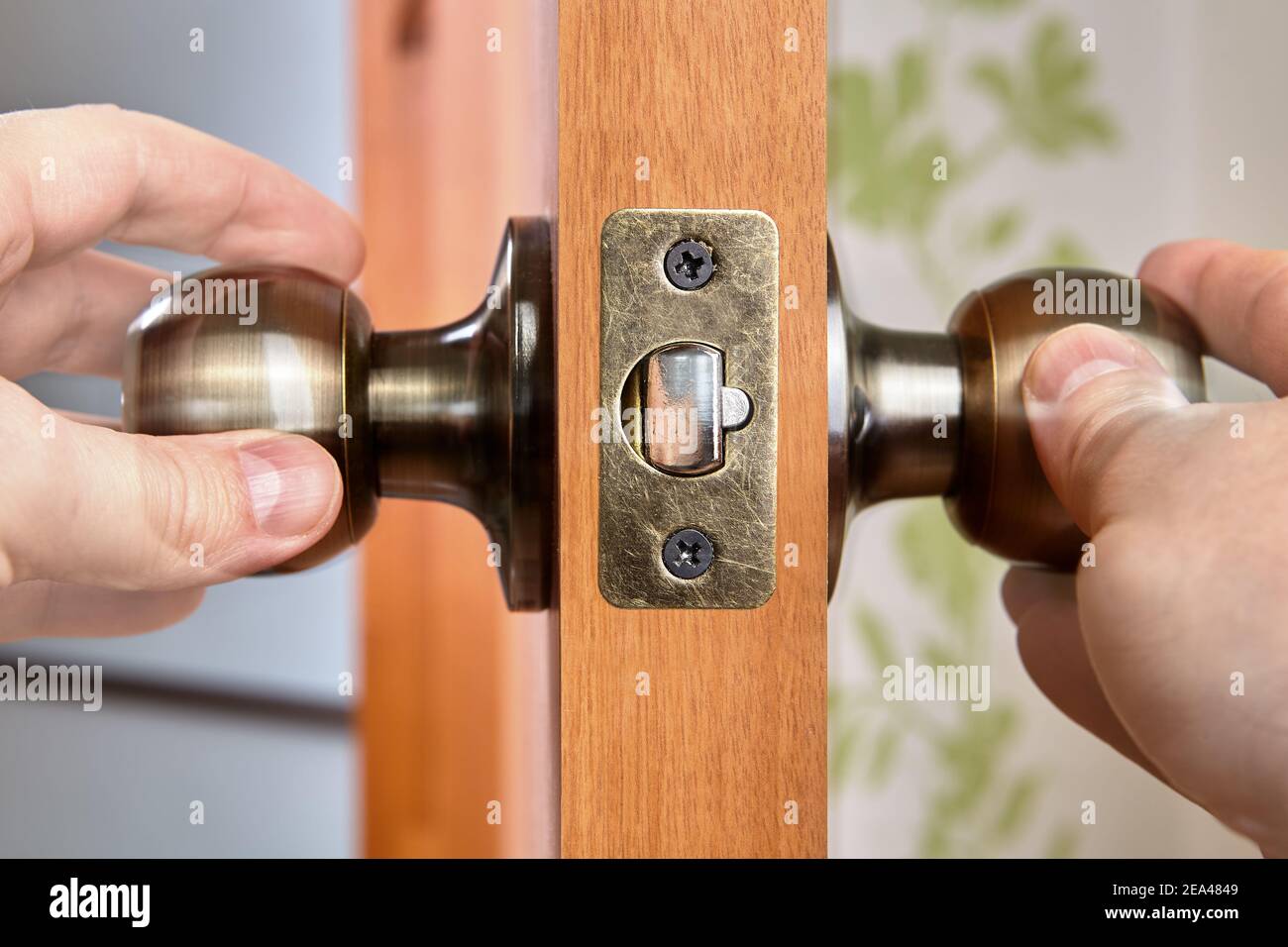 La Manija De La Puerta Con Palanca Con Pestillo Está Instalada En Una Puerta  Interior De Madera Fotografía De Stock Alamy | sptc.edu.bd