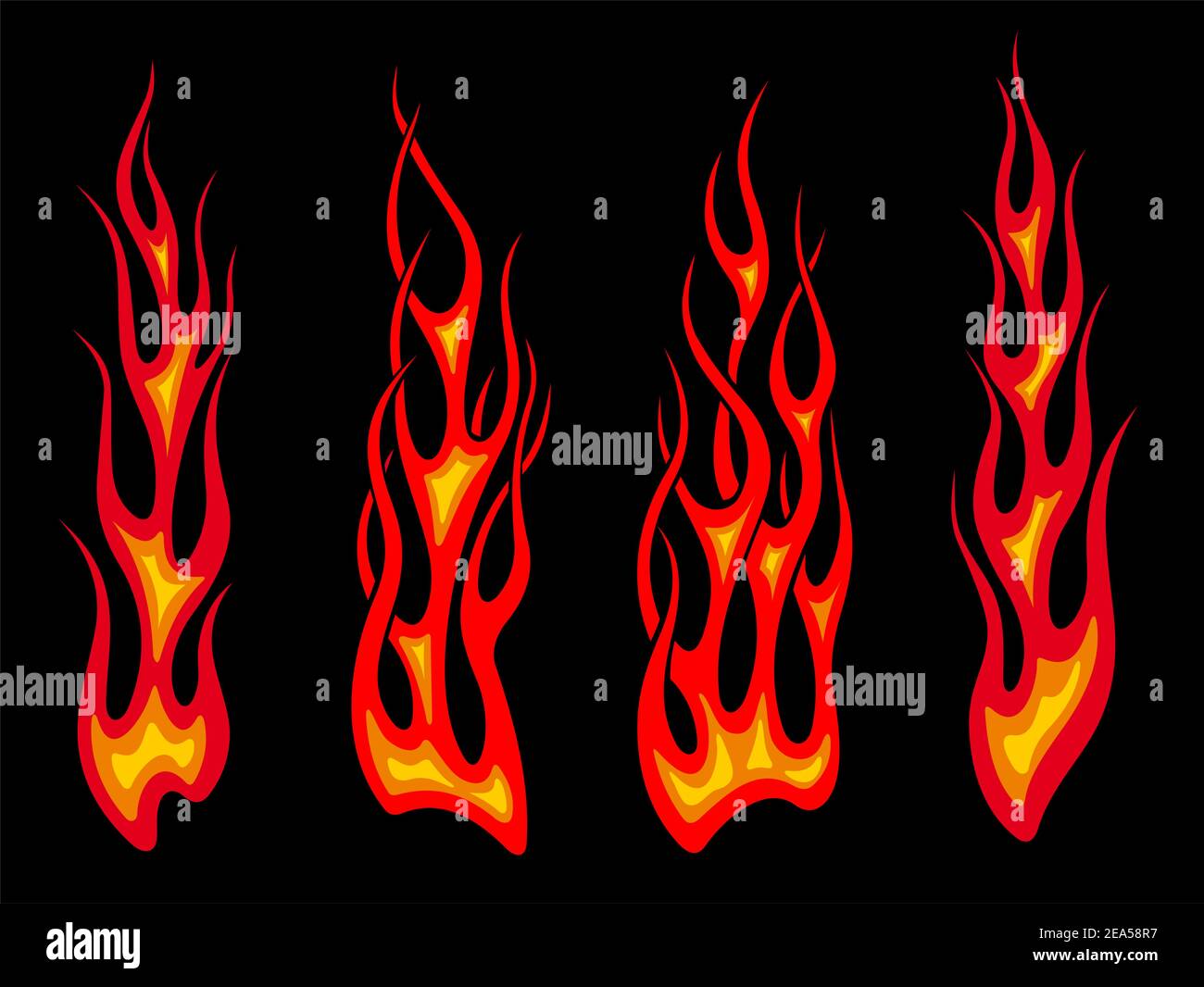 Conjunto de llamas de fuego tribales largas para el dibujo de tatuajes  Imagen Vector de stock - Alamy