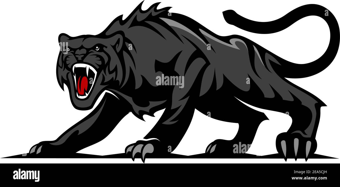 Peligro negro pantera o puma para mascota y diseño de tatuaje Imagen Vector  de stock - Alamy