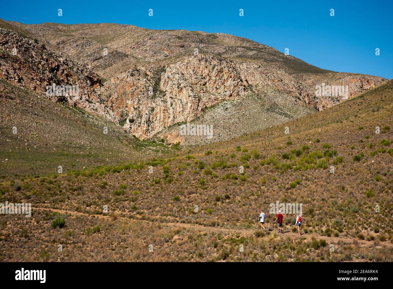 Senderismo por el camino del leopardo, Baviaanskloof, Sudáfrica Foto de stock