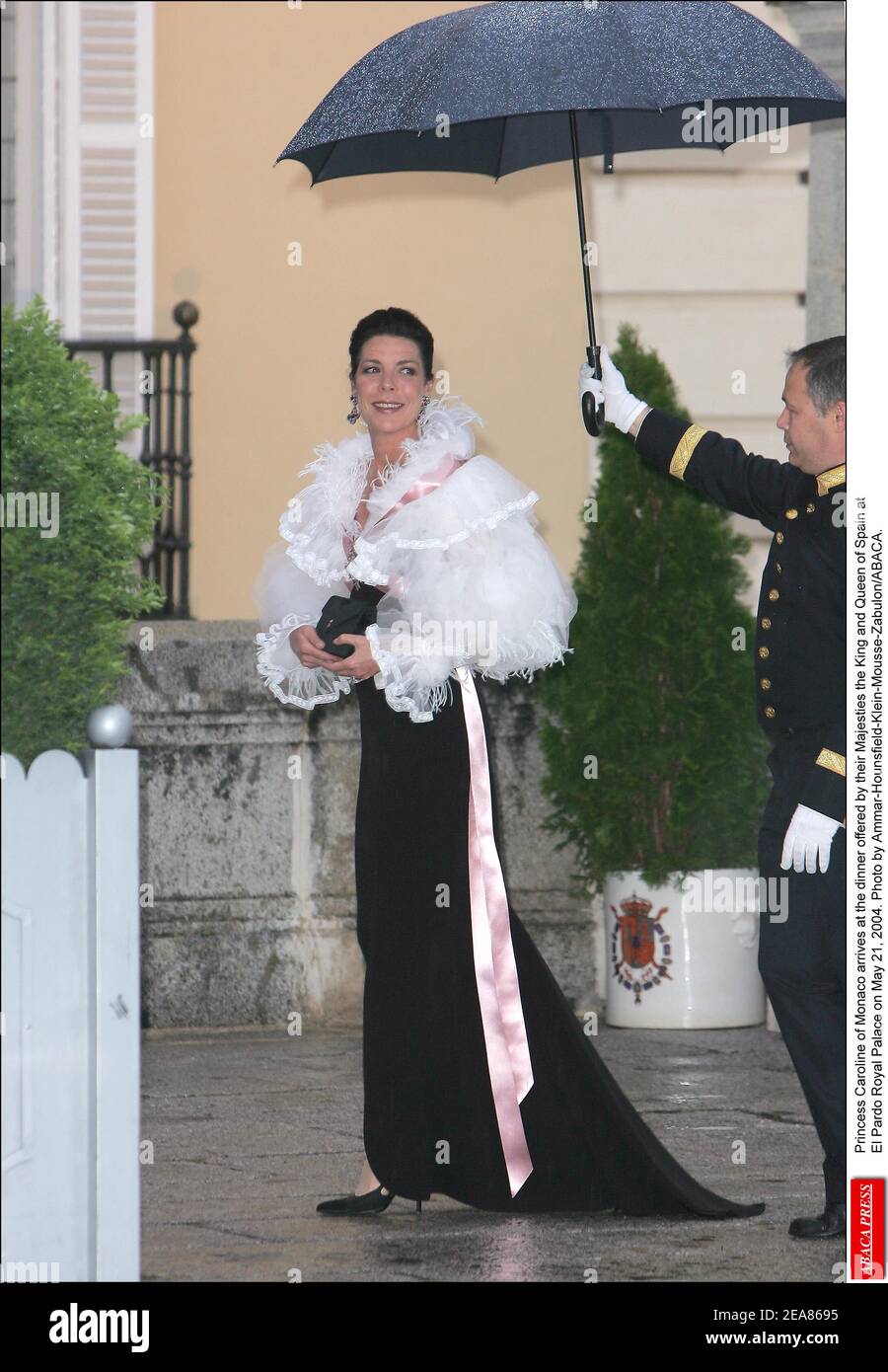 La princesa Caroline de Mónaco llega a la cena ofrecida por sus Majestades  el Rey y la Reina de España en el Palacio Real de el Pardo el 21 de mayo de