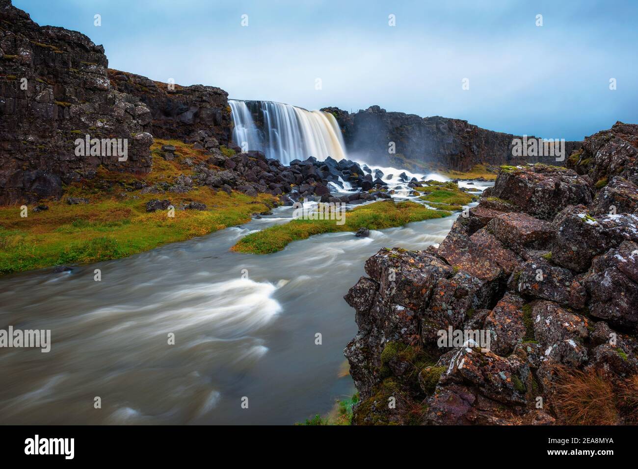 Cascada Oxarafoss en Islandia Foto de stock