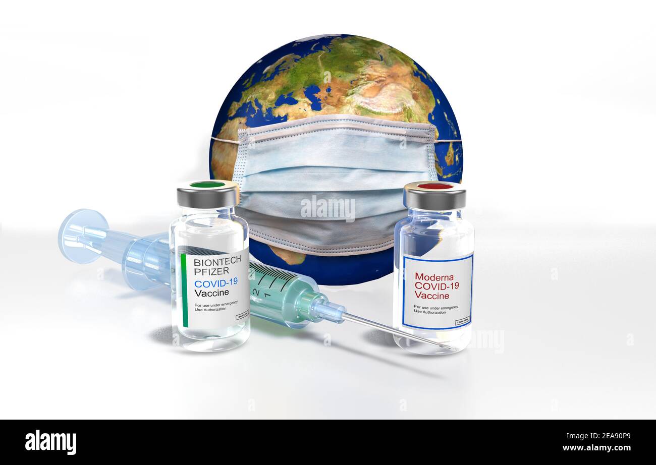 En Deutschland ist ein zweiter Impstoff verfügbar. Neben dem bisherigen Impfstoff von BioNTech Pfizer gibt es noch auch einen vom Hersteller moderna Foto de stock