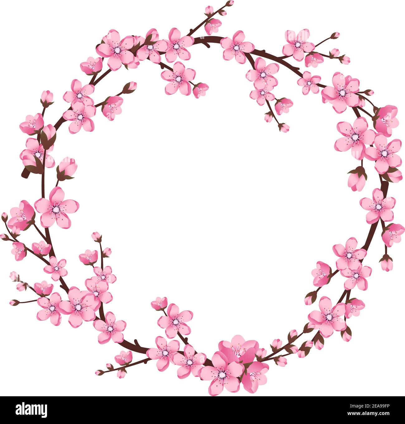 Corona de de cereza. Flores rosas y lindas Imagen Vector stock - Alamy