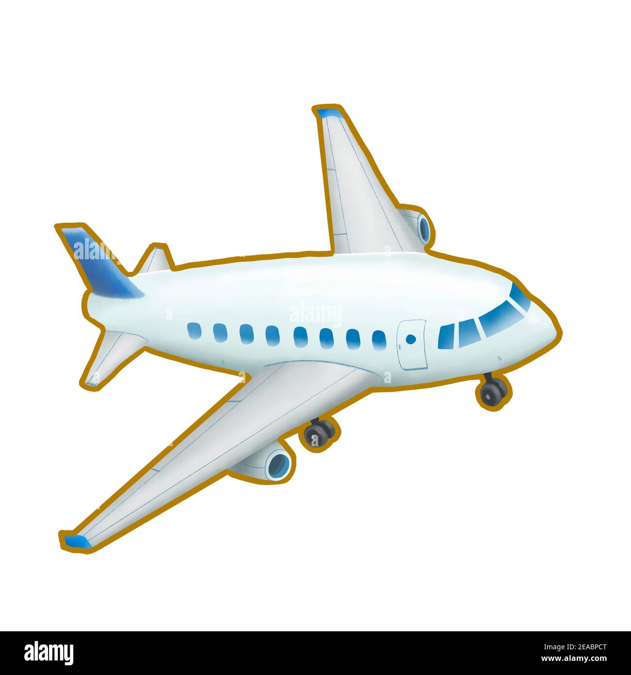 Avión azul, una pintura digital de vehículo de avión para el vuelo de viaje  y el transporte icono de dibujos animados isométricos imagen ráster 3D  sobre blanco bac Fotografía de stock -